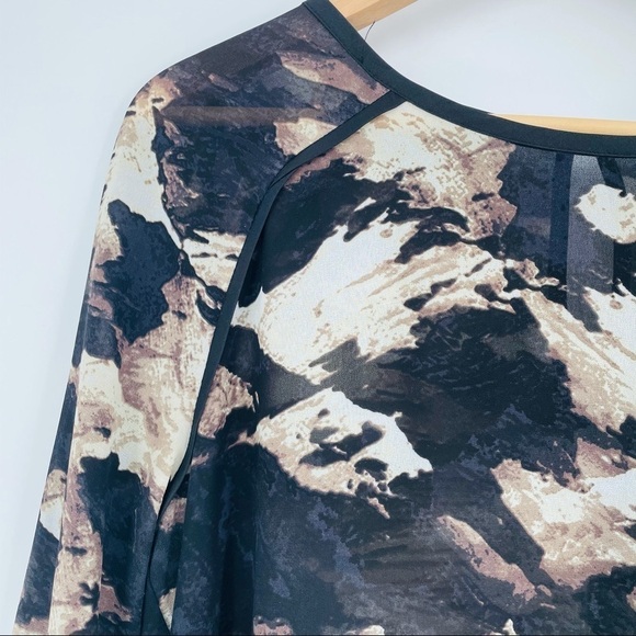 Mossimo Black abstract art-to-wear office corpcore long sleeve tunic shirt - Picture 5 of 9